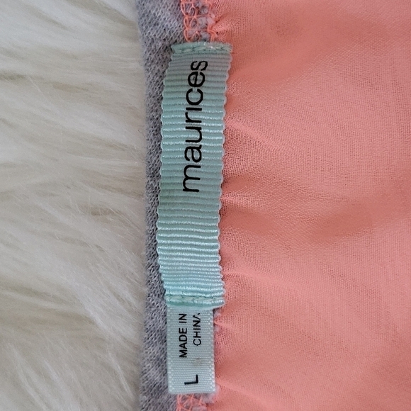Maurices mixed material heather gray and hot coral colored sheer back tee - Picture 14 of 15